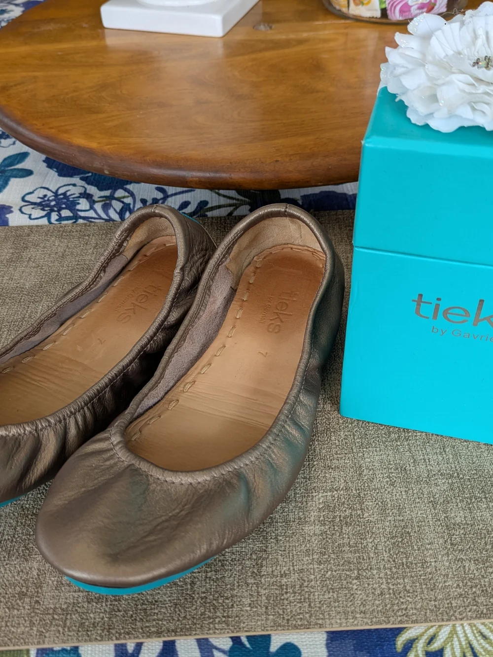 Tieks Metallic Bronze Leather Ballet Flats Size 7